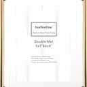 Luxury Gold 7x9'' Neoclassical Zinc Alloy Picture Frame with Acid-Free Double Mat for 5x7’' & 6x8,Hi-End Classy Heavy-Duty Metal Frame,Velvet Backing,Tabletop Display or Wall Mount