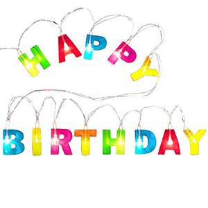 Novelty Place "Happy Birthday LED String Lights, Multicolor Light Up Letter Birthday Party Hanging Decorations (1.2" Letter Size, 3' Long, Battery Not Included)
