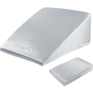 HOMBYS Satin Bed Wedge Pillow Cover Silky & Smooth Wedge Pillowcase 1 Pack 24x24x10.5, Soft & Breathable, Removable & Machine Washable-Zipper Design (Pillow Not Include), (Light Grey, 24"x24"x10.5")