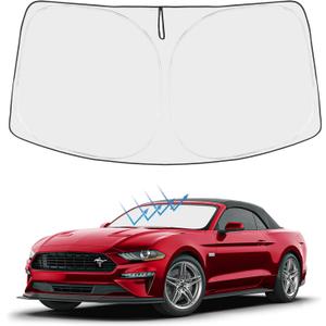 Proadsy 2026 Upgrade Front Windshield Sun Shade Foldable Sunshade Protector Custom Fit 2015-2023 Ford Mustang(NOT for Ford Mustang Mach-E) Accessories