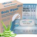 2 x XL Adult Body Wipes - No Rinse Shower & Incontinence Bath Wipe, 11x9 Cleansing Washcloths with Aloe Vitamin E, Hypoallergenic Disposable Wipes for Adults, Seniors, Gym & Travel - 4 Packs + 18 Singles