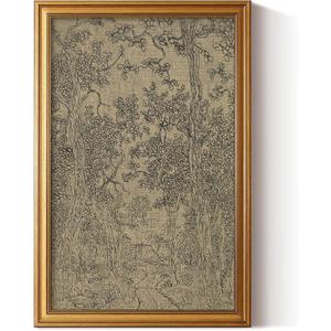 HUARCEY Gold Framed Canvas Wall Art, Antique Landscape Sketch, 16x24 Inch