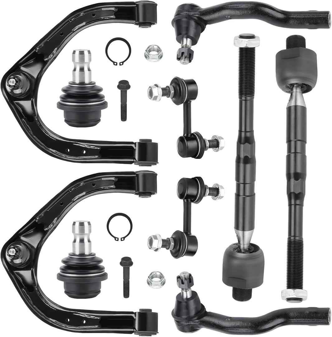Front Upper Control Arm with Ball Joint + Inner Outer Tie Rod End + Sway Bar End Link Suspension Kit Passenger Driver Side for 2014-2019 NFINITI QX80 QX56 2005-2019 Nissan Armada Pathfinder Titan