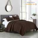 HORIMOTE HOME Quilt Set Queen Size Chocolate, Classic Geometric Diamond Stitched Pattern, Ultra Soft Microfiber Lightweight Bedding Bedspread Coverlet for All Season with 1 Quilt 2 Pillow Shams, Full/Queen