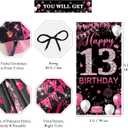 Happy 13th Birthday Decoration for Girls, Fabric 13th Birthday Banner Backdrop Hot Pink, 13 Year Old Birthday Party Yard Sign Photo Booth Props Door Decor, Indoor Outdoor(3 x 6.1ft)