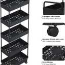 Buzowruil Rolling Storage Cart 5 Tier Organizer Mobile Shelving Unit Storage Rolling Utility Cart with Wheels for Kitchen Bathroom Laundry,Black