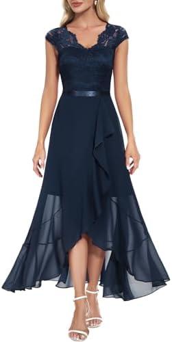Bbonlinedress Women's V-Neck Dress for Women Wedding Guest Hi-Lo Floral Lace Prom Cocktail Party Formal Bridesmaid Dress XXL
