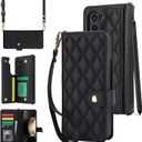 for Samsung Galaxy Z Fold 5 Wallet Case with 6 Credit Card Slots and S-Pen Slot, RFID Blocking, Adjustable Strap, Multi Card Function Premium Leather Magnetic Clasp Kickstand Cover.(Black)