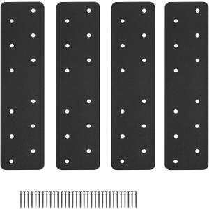 4 Pcs 11.8"x3" Straight Steel Flat Plate, Heavy Duty Mending Plate Joining Brackets, I Shape Strap Metal Plate Fit 4x4,6x6 for Repair House,Furniture,Pavilion,Truss framing