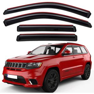 Lightronic Extra Durable Clip-on in-Channel Auto Vent Window Visor, Fits 2011-2021 Jeep Grand Cherokee, UV Protection Rain Guard, Original Wind Deflector, No-Drill Easy Install, Dark Smoke, 4-Pcs