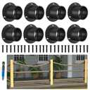 8 Packs 2inch Black Rope End Snap with Cross Screw Securing Rope Rail Support Rope Cap Rope Cover Stainless Steel Decorative for Hemp Rope Fencing Stair Deck Railing Kit