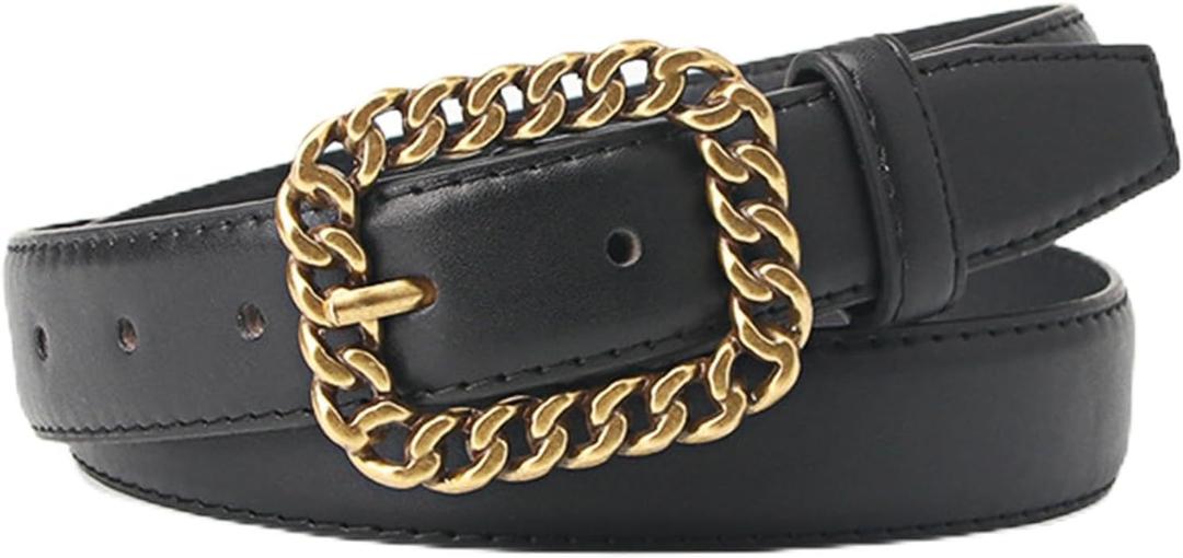 Belts for Women Trendy Womens Belts for Jeans Dress Belt Women Soft Leather Belt Ladies Waist Adjust Size Up to 38" (Black)