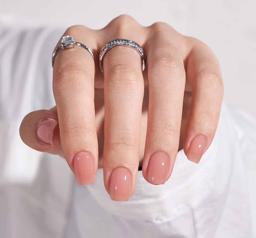 BTArtbox Press On Nails Short  Nude Square Nail Tips Glue On Nails, Reusable Stick On Nails in 16 Sizes  32 Soft Gel Fake Nails Kit, Cinnamon