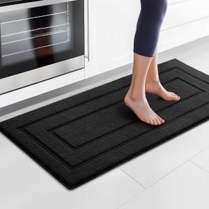 GRANNY SAYS Kitchen Mats for Floor, 47 x 20, Kitchen Rugs Non Slip Washable, Thick Floor mats for Kitchen, Laundry, Kitchen Carpet Non Skid, Black