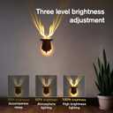 Deer Night Light with Remote, Antler Wall Lights Battery Operated, 3 Dimmable Modes & 3 Timer Settings, Magnetic Wall-Mounted Rechargeable Lamp for Bedroom, Living Room, Corridor, Restaurants