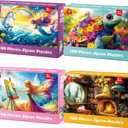 4 Packs 100 Piece Puzzles for Kids Ages 6-8 8-10, Fantasy Mermaid Unicorn Puzzle for Girls 4-6 Years Old Educational 100 Piece Large Jigsaw Puzzles, Kids Puzzles 4-6 Toys Gifts for Girls Boys
