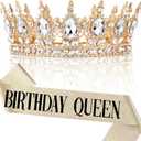 2 x Nackiy Birthday Tiara Crown for Women– Crystal Queen Bridal Headband
