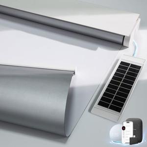 Motorized Blinds with Remote, Smart Blinds with Solar Panel, Thermal Blackout Electric Blinds, Automatic Blinds for Windows Compatible with Alexa, White-28 x72