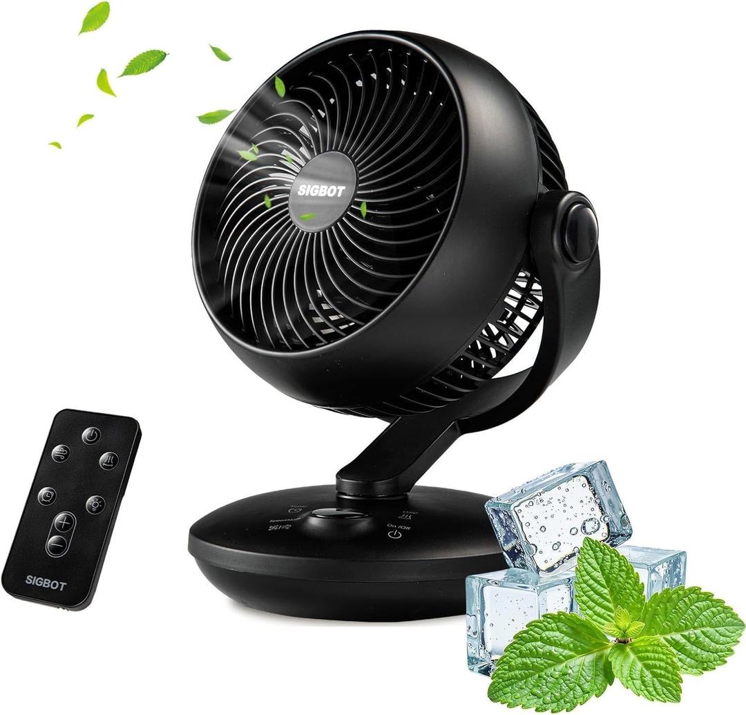 Fan for Bedroom with Remote,Ultra Quiet Desk Fans,with 3 Modes,8 Speeds,9-Hour Timer,10 inch,High-Velocity Cooling,Auto Oscillation Table Fans,Touch Control,for Home,Dorm&Office