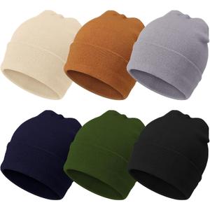 Geyoga 6 Pack Baby Beanie Hats Unisex Infant Toddler Winter Beanies Hat for Baby Girl Boy Newborn 6-24 Months (Dark Colors)