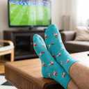 3 x Men's Fun Football Print Mid-Calf Socks, Breathable Cotton, for Teens & Adults, Ideal Football Fan Gift, US Size 6-12