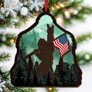 5 x FLAGWIX Christmas Bigfoot Gifts for Men Women - Wooden Christmas Ornaments 2025 for Tree Decorations - Big Foot Sasquatch Gifts for Friends Brother Campers, Bigfoot Ornament, White Elephant Ideas