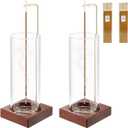 Incense Holder,Wooden Incense Holder for Sticks with 20 Incense Sticks, Anti-ash Incense Burner with Glass Ash Catcher, Wood Incense Holder 20 Stick (2 Pack Wooden Round)