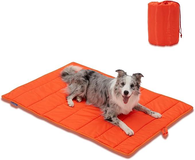 46x28In Large Size Outdoor Dog Bed, Waterproof & Portable Camping Travel Pet Mat, Easy to Clean, Washable Odor Resistant Pet Cooling Pad (Orange)