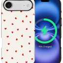 for iPhone 17 Air Case,Compatible with MagSafe,Dual-Layer Hard Shell + Silicone Cover,Full Body Protection Shockproof Case for iPhone 17 Air-Red Hearts Girly Aesthetic