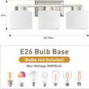 EJIAXIN 3-Light Bathroom Light Fixtures - Brushed Nickel Bathroom Vanity Lights with Glass Shade Modern Bathroom Lighting Fixtures Over Mirror - Wall Sconce Lamps for Bedroom,Living Room,Hallway