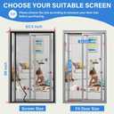 Magnetic Screen Door Left Right Side Opening Upgraded PET Mesh Greater Than Fiberglass and Polyester,Keep Bugs Out,Pet & Kid Friendly,Suitable for Sliding Doors,Patio French Doors-60" X 96"