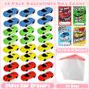 24pcs Valentines Day Cards for Kids School with Car Erasers,Valentines Day Gifts School Exchange for Kids Boys Girls Classroom Prizes Party Favors Toys