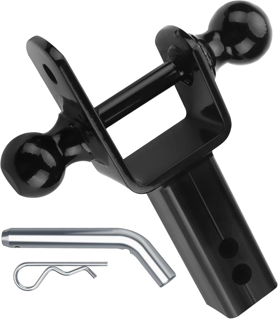 ATV/UTV Dual Ball Trailer Hitch Receiver Hitch Towing Ball Mounts 5000 LBS GTW-Multi Hitch,2 Inch & 1-7/8 Inch Ball,Fits 2-inch Receiver,1-inch Rise,3-in-1 ATV/UTV Multi-Hitch with Pin by puxyblue