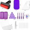 LIRUNQIU 46 PCS Diamond PaintingTools Kit, Complete Accessories Set with Anti-Slip Mat, Tweezers, Roller, Wax Pen, Storage Containers, Trays for Adults Kids Beginners Art Crafts(Purple)