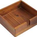 Acacia Lunch Napkin Holder 7.8 x 7.8 inches for Dining Table and Kitchen  Napkin Dispenser Made from Brown Acacia Wood  Premium Quality Feel for Dessert Beverage Party Dinner Luncheon Bar Table
