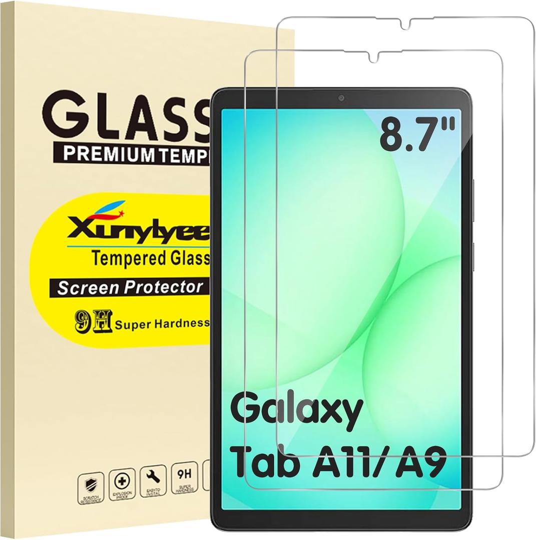 2-Pack, Screen Protector for Samsung Galaxy Tab A9 8.7" 2023/ Galaxy Tab A11 8.7" 2025 [206.4 * 120.2mm/ 8.13 * 4.73 in] Tempered Glass Film Anti-Scratch Easy Installation (Transparent)