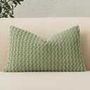 UGASA Spring Velvet 12x20 Inch Lumbar Throw Pillow Cover, Both Sides Corduroy Striped, Soft Solid Decorative Rectangular Cushion Case for Couch/Bedroom/Car, 1 Piece, Sage Green