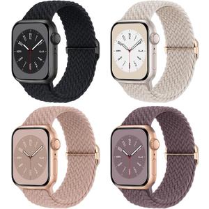 Braided Stretchy Solo Loop Compatible for Apple Watch Band 38mm 40mm 41mm 42mm 44mm 45mm 46mm 49mm for Women Men, Nylon Elastic Straps Wristbands for iWatch Series 11/10 9 8 7 6 5 4 3 SE/Ultra 3 2 1, 3 Pack