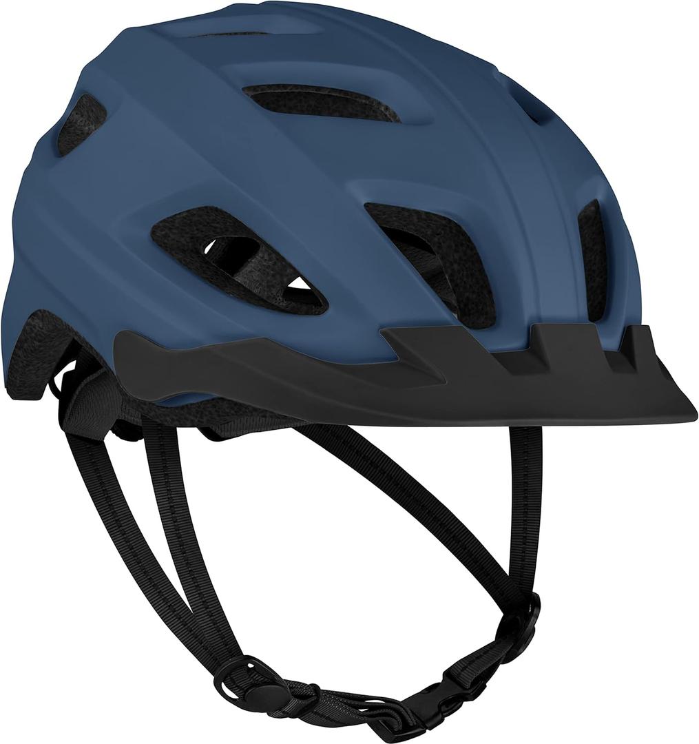 Retrospec Lennon Adult Bike Helmet with LED Safety Light Adjustable Dial & Removable Visor - Adjustable Bicycle Cycling Helmet for Men & Women (One Size, Matte Navy)