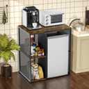 KirKical 3-Tier Mini Fridge Cabinet with Storage, Industrial Style Kitchen Microwave Stand Baker Rack, Utility Storage Shelf with Mini Fridge Space for Home Kitchen Dorm, Vintage Wood, 34 Inches X 22 Inches X 37.5 Inches