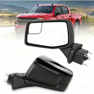 3mm Thickened Glass Left Driver Side Mirror Compatible with 2019-2025 Chevy Silverado 1500 Rear View Mirrors With Power Glass Manual Folding Heated Without Turn signal Replace#GM1320583 (5Pins）