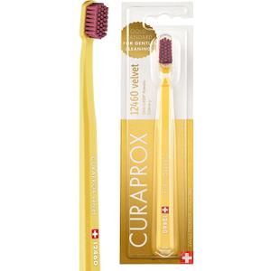 Curaprox CS 12460 Velvet Soft Toothbrush Sensitive Gum Care | Ultra-Gentle Cleaning with 12,460 Filaments | Single Pack, Yellow-Burgundy