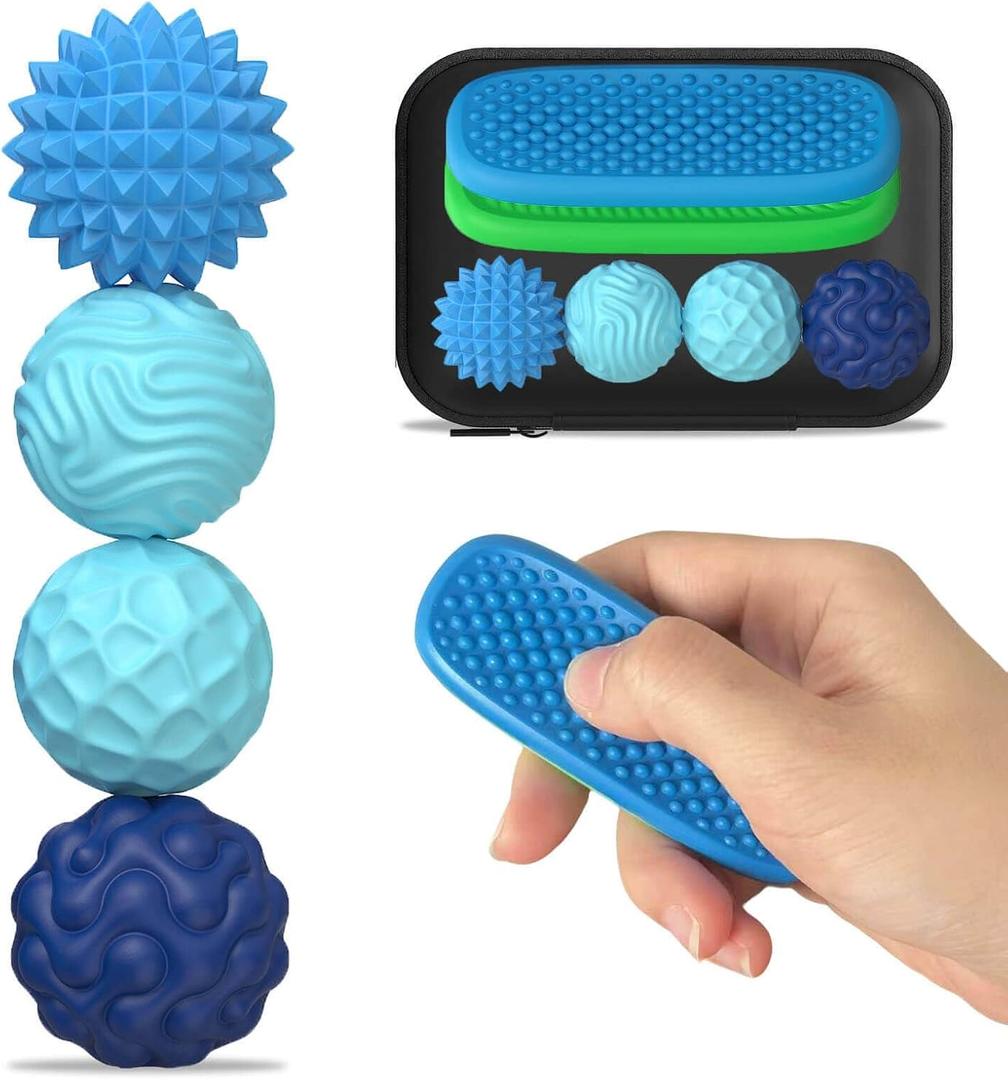Fidget Toys Adults Silicone Magnetic Balls & Sensory Stones, 6 PCS Stress Relief Sensory Toys for Autism ADHD Anxiety, Office Desk Toys, Stocking Stuffers for Adults Teens