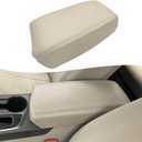 KBH Center Console Armrest Cover Upholstery for Hyundai Sonata 2015-2019, Middle Console Lid Replacement Cover Accessories, Vinyl Leather, Anti-Scratch, Beige