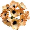 LebriTamFa 14Pcs Real Touch Anemone Poppy Bouquet for Artificial Flower Decor Kitchen Table Centerpiece Vase Home Greenery Wedding Holding Flowers Backdrop Arch Wall (Champagne)