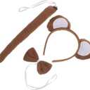 BESTOYARD 9 Pcs Halloween Monkey Costume with Ear Tail Set, Animal Costume Accessory Bulk Cartoon Headband Set Bow Tie & Tail for Kids' Parties and Dress-up Play