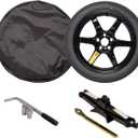 StanceMagic Complete Spare Wheel and Tire Kit for Tesla Model Y - Includes 18x4 Black Rim, 155/85R18 Spare Tire (28.5" Diameter), Scissor Jack, Lug Wrench, Sockets, Carrying Bag