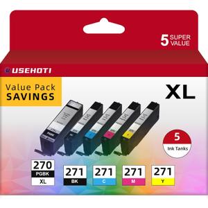270XL 271XL Compatible for Canon 270 271 Ink Cartridges Work with Canon TS6020 TS9020 MG7720 MG6821 MG5720 MG5721 MG5722 (PGBK Black Cyan Magenta Yellow, 5XL Pack)
