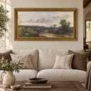Framed Large Vintage Farmhouse Country Nature Landscape Wall Art 24×48in