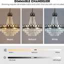 7PM French Empire Crystal Chandeliers, Vintage Crystal Chandelier, Antique Bronze Chandelier, Rustic Farmhouse Ceiling Light Fixture for Dining Room Bedroom Living Room Kitchen Foyer, W 24"